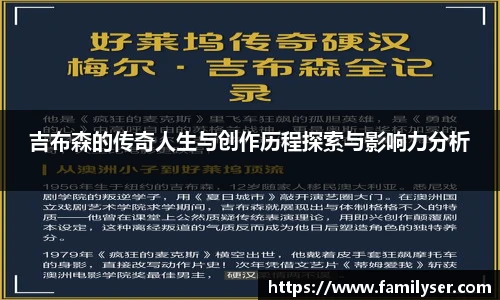 米兰吉布森的传奇人生与创作历程探索与影响力分析